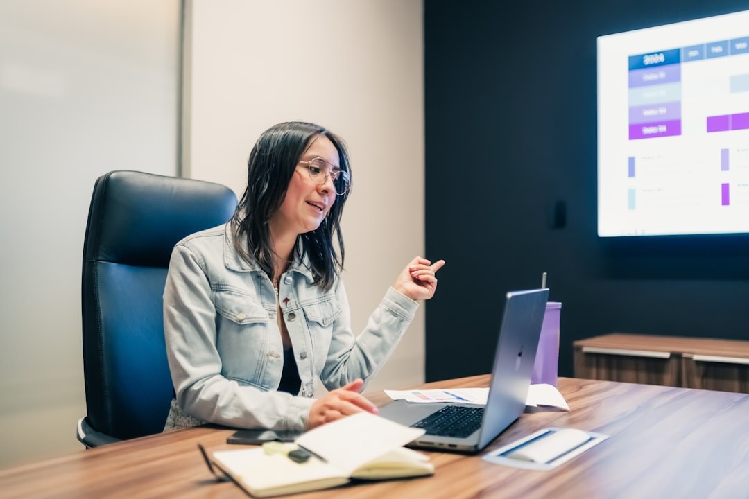 Presentation skills training with laptop